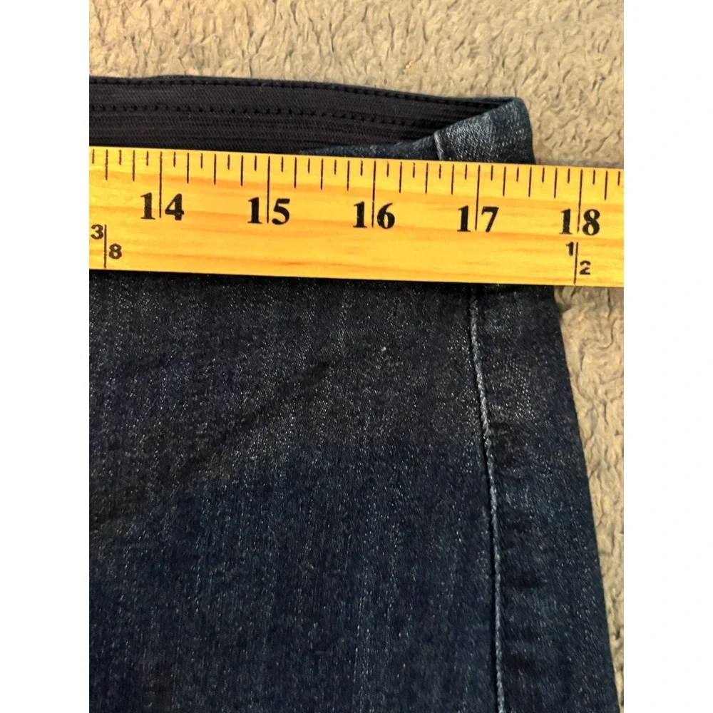 Chico's Dark Wash Wide Leg Denim Pull On Pants Front Seam Size 2T US 12T Tall